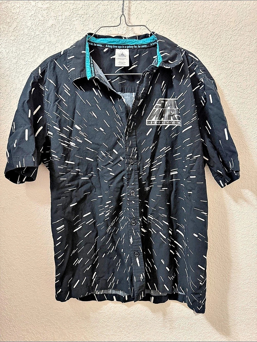 Disney Star Wars Hyperspace Button Down Shirt Black Medium